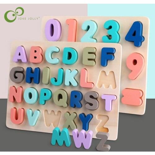 Wooden Kids Toys Montessori Toys Digital Alphabet Shape Matching Math Puzzle Preschool Learning Educational Toy For Children YJN