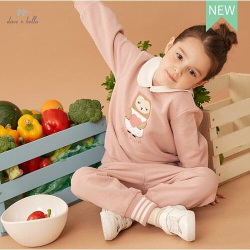 DKH18837 Dave bella autumn baby girls 5Y-13Y cartoon letter clothing sets children suits toddler infant clothes girls outfit