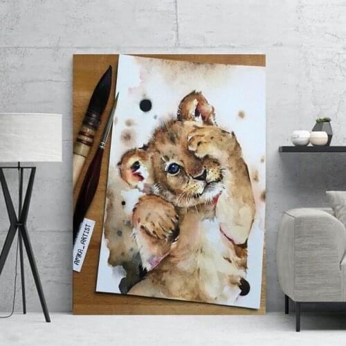 Home Decoration Canvas The Lion Cute Animal Cartoon Paintings Wall Art Poster Modular Picture No Frame For Bedside Background
