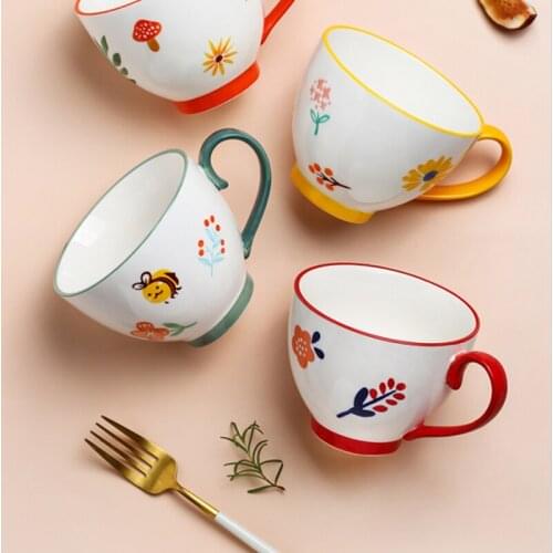 European-style creative cartoon mug lovely girl large-capacity ceramic water cup household coffee oat milk cups breakfast cups