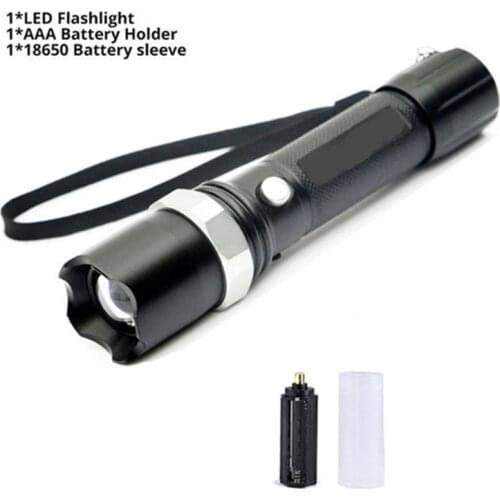 6000LM LED Flashlight T6 LED Torch Mini Handy Rechargeable 18650 High Power 3 Modes Zoomable for Bicycle Camping Hiking
