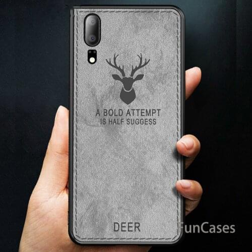 Canvas Embossed Deer Case For Huawei P20 Lite/Pro P10 P8 Lite Cloth Weaving Case For Huawei Nova 3i 3 Mate20/10 Y9 Soft TPU edge