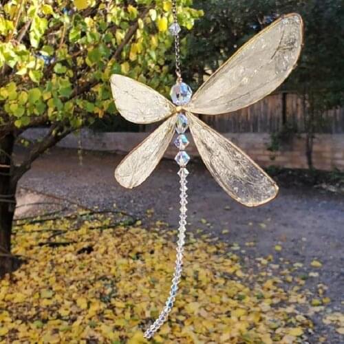 Innovative Dragonfly Home Decor Metal Crafts Window ornament Dragonfly Alloy Epoxy Sun Catcher Hanging Wind chimes For Garden