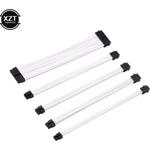 1 Set 30cm ATX Basic Extension Rainbow Cable Kit PC GPU CPU Power Supply Sleeved Wire Computer Connectors 24-PIN 8-PIN 6PIN 4+4P