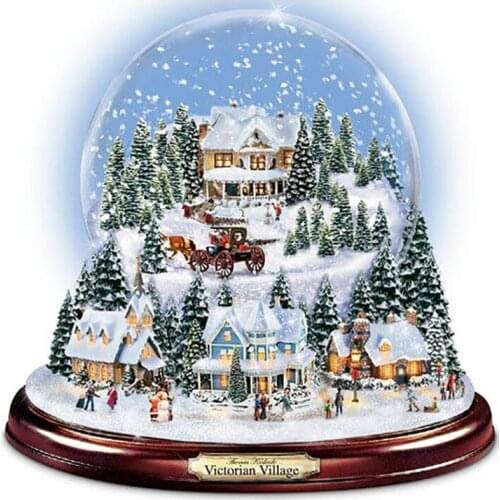 Round Diamond Christmas Tree Cross Stitch Painting Bedroom Living Room Snow House Landscape Painting Decorative Diamond Stickers