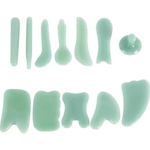 Natural Quartz Resin Beeswax Guasha Jade Edge Body Massager Crystal Energy Stone Scraper for Blood Circulation Health