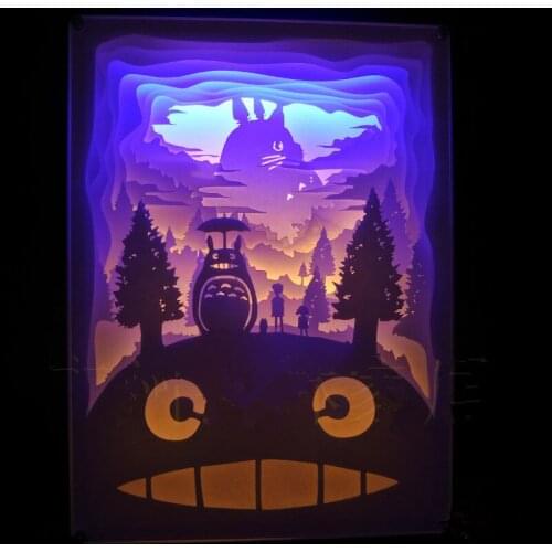 Cartoon Totoro My Neighbor 3D Paper Carving Light Lamp LED Art Decoration Gift for Home Bedroom Christmas