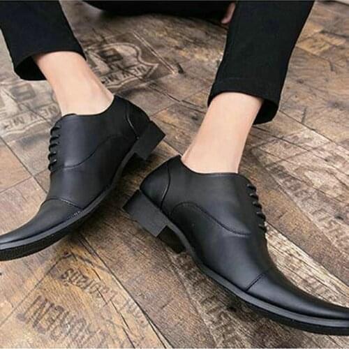 QWEDF 2019 Men Dress Shoes Quality Men Formal Shoes Lace-up Men Business Oxford Shoes Brand Men Wedding Pointy Shoes XX-030