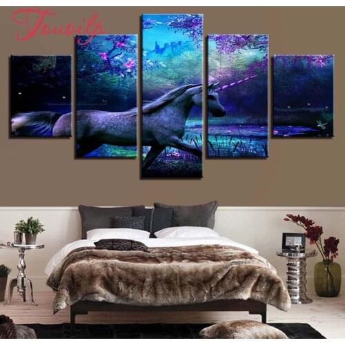 5D DIY Full Square&round Animal unicorn horse 5pcs Diamond Painting Combination diamond Embroidery Mosaic Home Decor painting