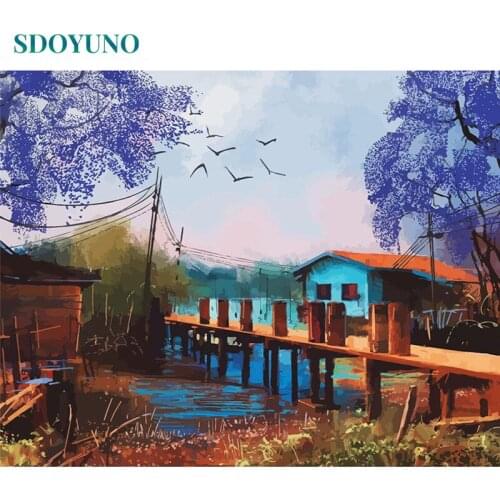 SDOYUNO 60x75cm Paint By Numbers Kits Scenery Painting By Numbers On Canvas Landscape Frameless Hand Painting DIY Home Decor