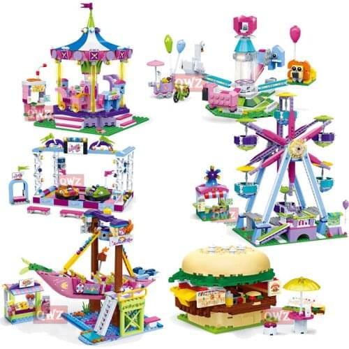 NEW Friends Series Amusement Park Ferris Wheel Model Building Blocks Bricks Playgame Toys For Children Girls Toy Gifts