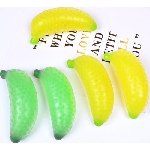 Novelty Water Bean Filled Banana Shape Hand Wrist Squeeze Ball Squishy Sensory Fidget Toys for Special Needs