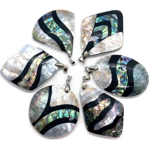 Shell Stitching Pendant Drop-shaped Mother-of-pearl Abalone Shell Fashion Ladies Necklace Pendant for DIY Production Size48mm