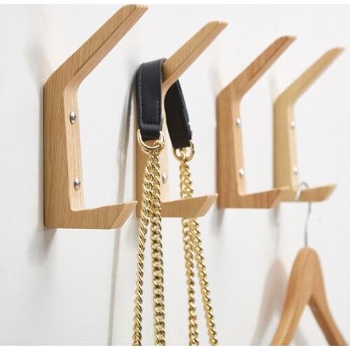 Simple Wood Hanging Hooks Wall Mounted Coat Clothes Hanger Key Holder Hat Handbag Storage Hanger Bathroom Rack Home Decor