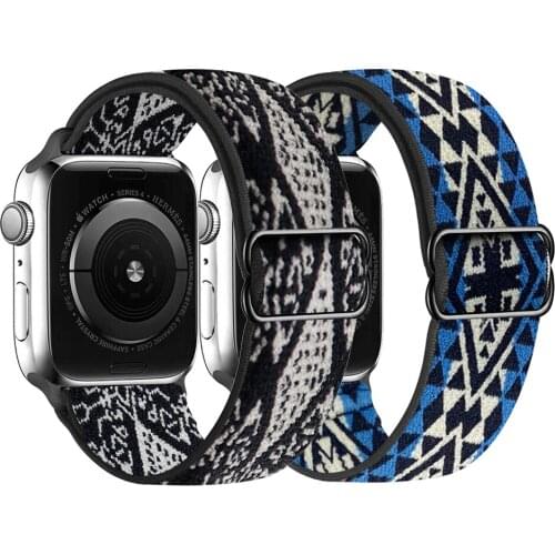 Nylon Solo Loop Strap For Apple Watch Band 44mm 40mm 38mm 42mm Weave Adjustable Elastic Scrunchie Bracelet iWatch 2 3 4 5 6 SE