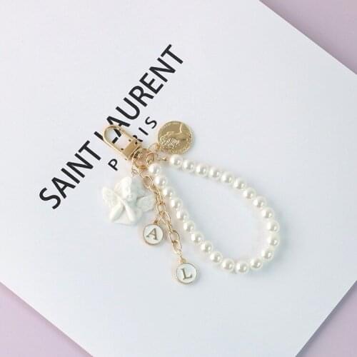 Cute Pearl Chain Antique Style Bowknot Keychain Car Accessories for Women Jewellery Accessories Gift Pendant Phone Charm