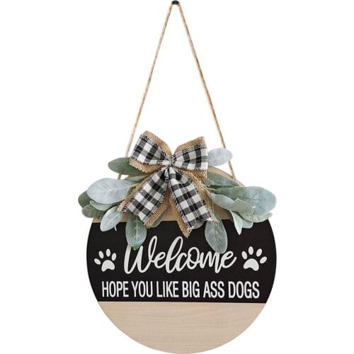 Welcome Sign Flower/garland Garden Wall Hanging Sign Plaques Home Decor Creative Wooden Sign Indoor Door Pendant Round Listing