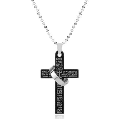 Titanium Steel Holy Cross Pendant Necklace Beads Chain Neckwear Women Mens Fashion Jewelry Accessories Colar Neck Lace
