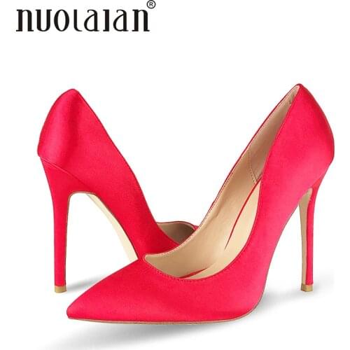 Fashion Pointed Toe Classical Design Women Pumps 12CM Sexy High Heels Female Red Black Dress Party Shoes