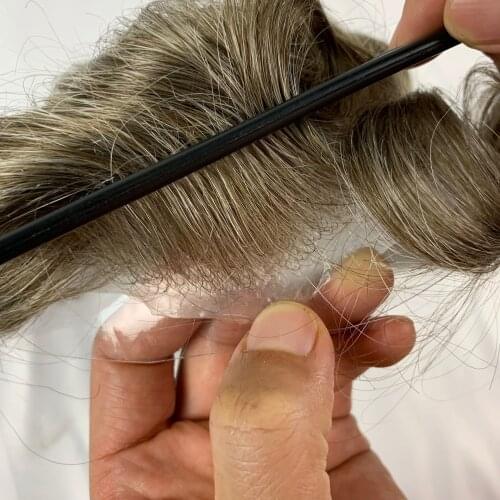 Tsingtaowig ,Ultra thin skin V-looped Mens Toupee Natural Hairline Men Hair System Super Thin Skin Toupee Hair Replacement Sy