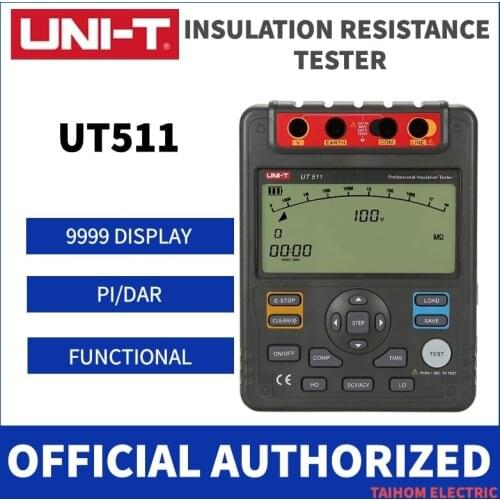 UNI-T 1000V 10Gohm Digital Insulation Resistance Testers Meter UT511 Megohmmeter Low Ohm Ohmmeter VoltmeterAuto Range Megger