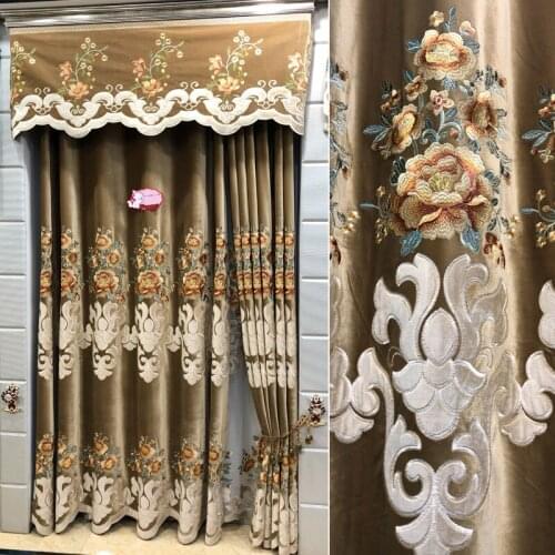 High grade curtain luxury German flannel embroidery garden bedroom European shading curtain and window screen customization