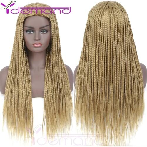 Y Demand Blonde Braided Wigs For Black Women Or Men Synthetic 3X Twist Braid Wig Crochet Hair Box Braids 2020 New