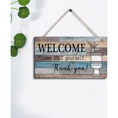 Funny Bathroom Wall Decor Sign, Farmhouse Rustic Bathroom Decorations Wall Art , Wood Plaque