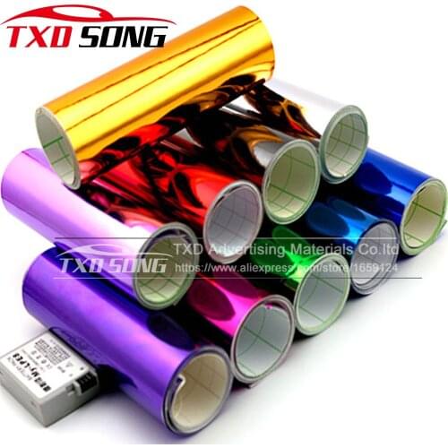 9 Colors Retails mirror Chrome Mirror Vinyl wrapping car Sticker film Chrome mirror car decoration Vinyl with air Channels