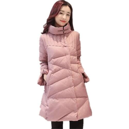 Womens Down Cotton Jacket Chinese Red National Wind Ladies Coats Fashion Retro Clothes Buckle Warm Cozy Womens Winter Coat