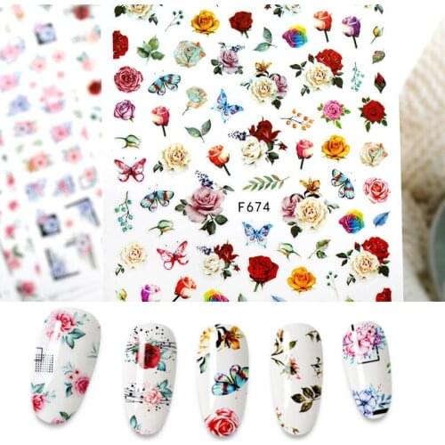 1pc Manicure Flower Stickers for Nails Rose Beauty Nail Art Decoration Sexy Nail Stickers