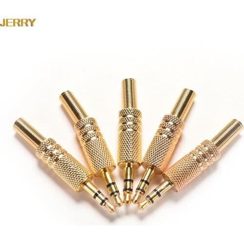 5pcs 3.5mm Stereo Audio Jack Plug Mini 1/8Inch Jack Plug Headphone Male Plug Coax Cable Audio Adapter Connecter Soldering
