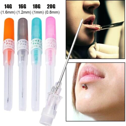 14G-20G Body Piercing Needles I.V Catheter Cannula Tool Surgical Steel Sterilized Tattoo Neetdle Nose Lip Ear Piercing Jewelry