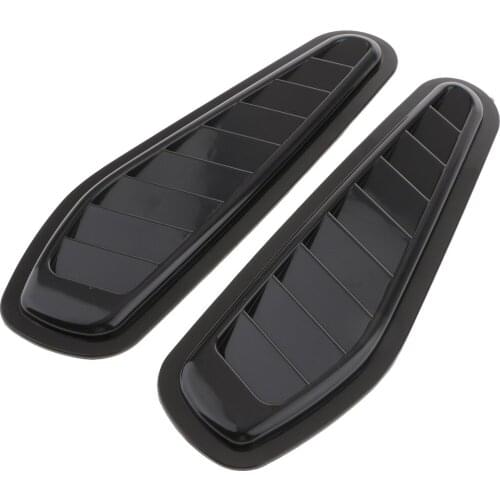 2Pcs Car Decorative Stylish Turbo Bonnet Hood Side Vent Grille Cover Black