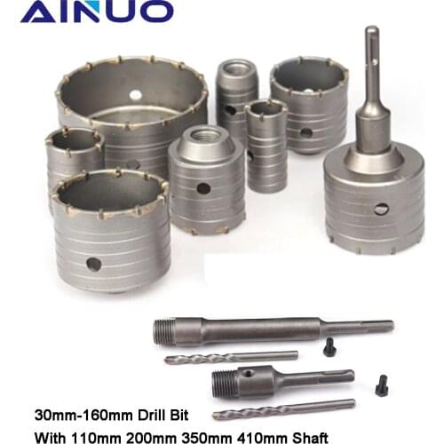 30-160mm Concrete Hole Saw Electric Hollow Core Drill Bit Shank with Round Shaft Cement Stone Wall Drilling