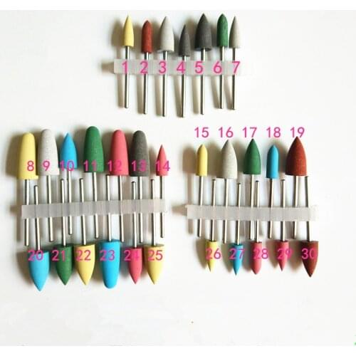 30pcs Silicone Dental Polishers Drills Dental Low Speed Grinding Heads Dentistry Equipment Teeth Polishing Smoothing Tools