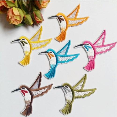 Mix 6PCS Sewing Sequins Embroidered Patches for Clothing Hummingbird Iron On Patches Embroidery Patches