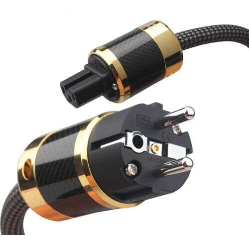 6N Pure Silver Audio Power Cable Audiophile HiFi Speaker Wire EU / US Version Red Copper Rhodium Plated Power Plug