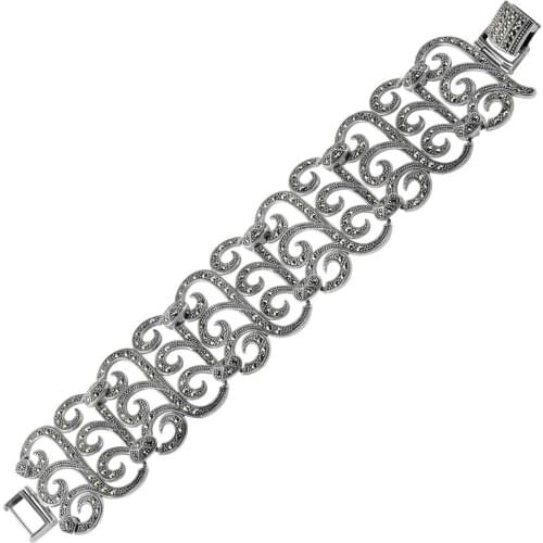 925 Sterling Silver Marcasite Stone Bracelet