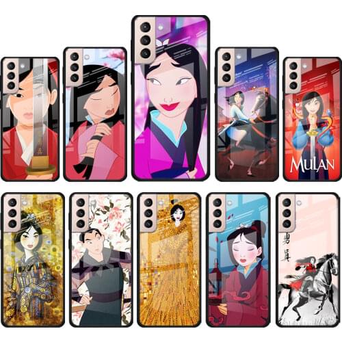 Disney Princess MuLan for Samsung Galaxy S21 Ultra Plus A72 A52 4G 5G M51 M31 M21 Luxury Tempered Glass Phone Case Cover