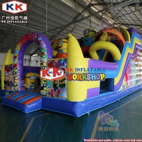 Kids Cartoon Full Printing Large Inflatable Jumping Slide Trampoline, Banana Man Bouncy Slide