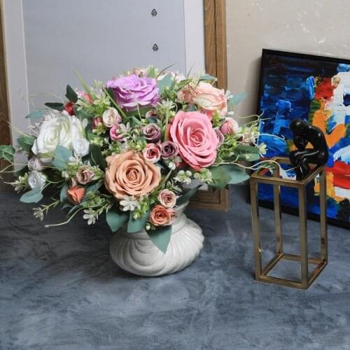 European Artificial Roses Flowers Silk Fake Flowers Wedding Party Home Decoration Flower Bouquet Wreath DIY Scrapbooking