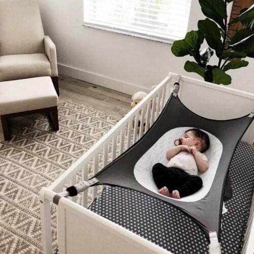 OLOEY Infant Baby Hammock Newborn Kid Sleeping Bed Safe Detachable Baby Cot Crib Swing Elastic Hammock Adjustable Net Portable