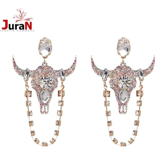 JURAN Hot Sale Crystal Earrings New good quality Jewelry Hot Selling Elegant resin chain tassel crystal Earrings for Women