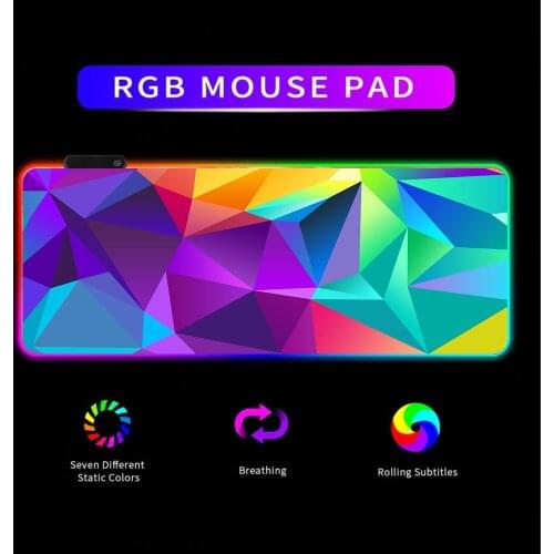 Personalized Square Design Rgb Game Set Luminous LED Game Mousepad XxL Computer Notebook PC Gaming Accessories USB Keyboard Mat