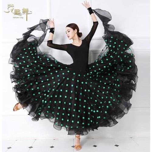 Customized Dancing Dress Lady National Dance Suit Waltz Dance Performance Dresses Waltz Tango Fox Trot Wear Long Sleeve D-0355