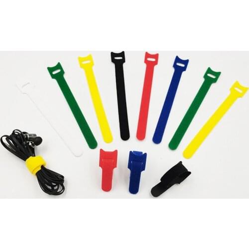 15x1.2CM T-Type Adhesive Loop Hook Velcro Sticks Cable Tie Magic Fastener Tape Earphone USB Cable Is Tied Sticking Tape 20pcs