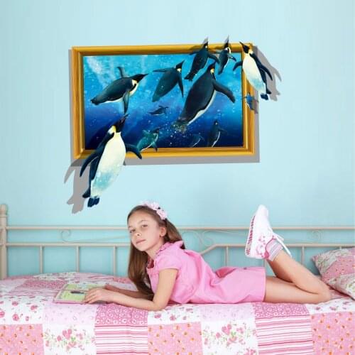 Creative wall stickers European style 3D imitation wall stickers artists decoration wall stickers wall decoration Penguin
