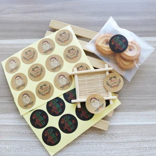 120pcs Santa Claus Kraft Paper Sticker Merry Christmas Jingle Bell Seal Sticker DIY Paper Label Gifts Baking Envelope Stickers