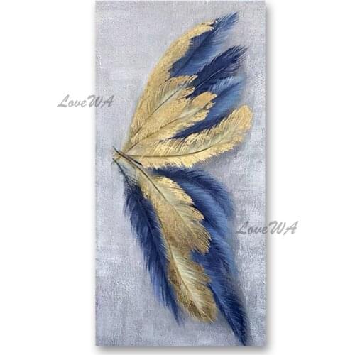 Latest Design Abstract Golden Feather Picture Oil Painting Art Large Canvas Wall Art Acrylic Paintings Modern Living Room Decor
